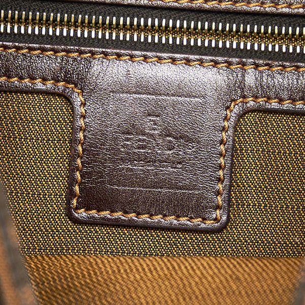 フェンディ ズッカ マンマバケット ブラウン キャンバス レザー ショルダーバッグ レディース FENDI 【中古】