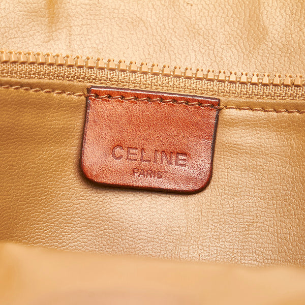 セリーヌ マカダム ブラウン PVC レザー ショルダーバッグ レディース CELINE 【中古】