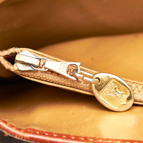 セリーヌ マカダム ブラウン PVC レザー ショルダーバッグ レディース CELINE 【中古】