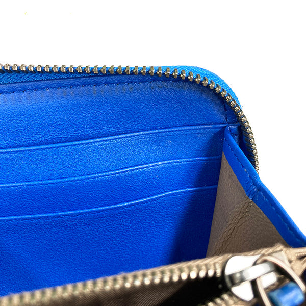 ボッテガヴェネタ イントレチャート 長財布 ブルー レザー レディース BOTTEGAVENETA 【中古】