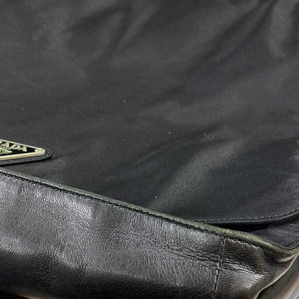 プラダ ブラック ナイロン レザー ショルダーバッグ レディース PRADA 【中古】