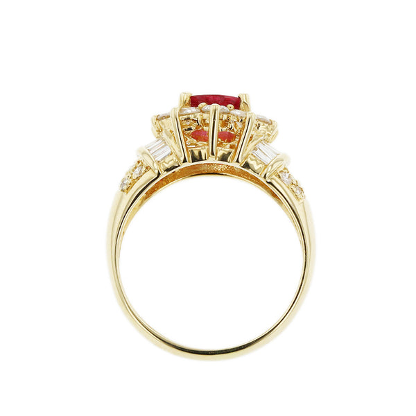 K18YG イエローゴールド ルビー0.81ct ダイヤ1.18ct リング 指輪 レディース 13号 【中古】