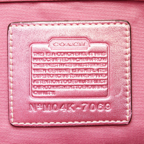 コーチ トートバッグ ベージュ ピンク キャンバス レザー レディース COACH 【中古】