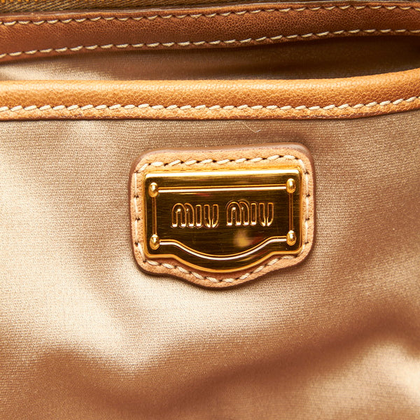 ミュウミュウ RR1843 ベージュ ブラウン レザー ハンドバッグ ショルダーバッグ 2WAY レディース MIUMIU 【中古】