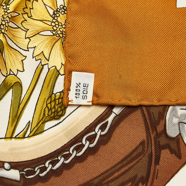 エルメス カレ90 AUX CHAMPS フィールドヘ シルク スカーフ レディース HERMES 【中古】