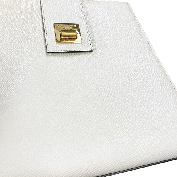 セリーヌ ホワイト レザー ショルダーバッグ レディース CELINE 【中古】