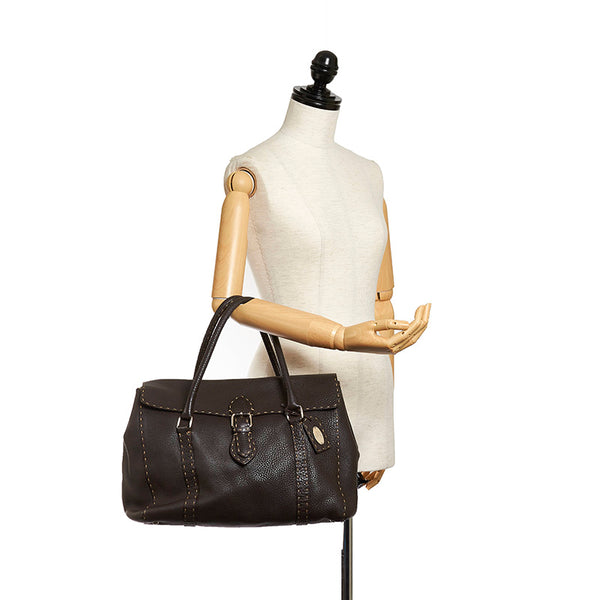 フェンディ セレリア リンダ 8BR388 ブラウン レザー トートバッグ レディース FENDI 【中古】