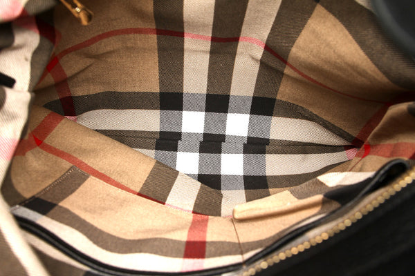 バーバリー ブラック ナイロン レザー トートバッグ レディース BURBERRY 中古