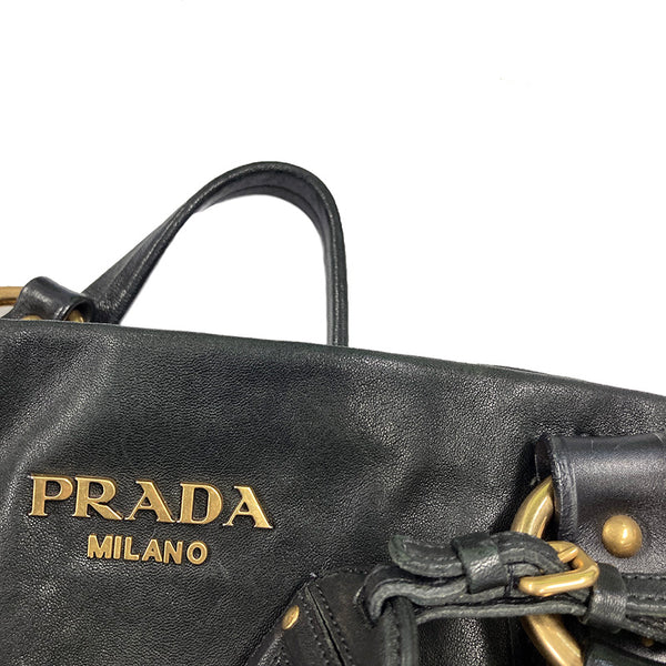 プラダ BR4147 ブラック レザー ハンドバッグ レディース PRADA 【中古】