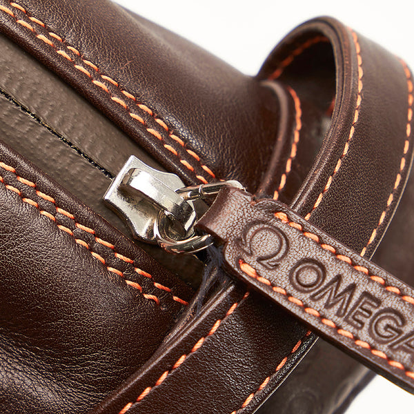 オメガ ブラウン レザー セカンドバッグ メンズ OMEGA 【中古】