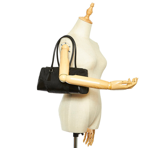 プラダ ブラック ナイロン レザー ショルダーバッグ レディース PRADA 【中古】