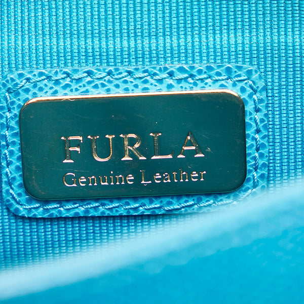 フルラ メトロポリス ブルー レザー チェーン ショルダーバッグ レディース Furla 【中古】