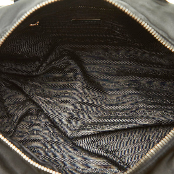 プラダ ブラック ナイロン レザー ショルダーバッグ レディース PRADA 【中古】
