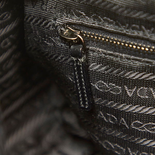 プラダ ブラック ナイロン レザー ショルダーバッグ レディース PRADA 【中古】