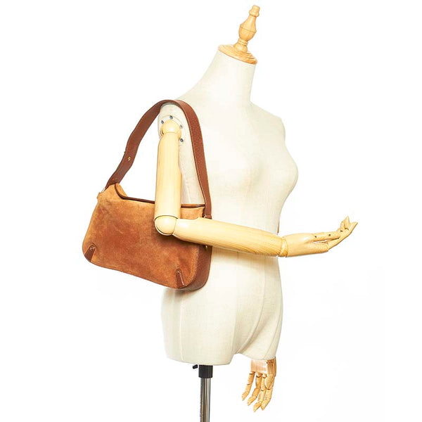 サルヴァトーレフェラガモ ガンチーニ ブラウン スウェード レザー 肩掛け ショルダーバッグ レディース Salvatore Ferragamo 【中古】