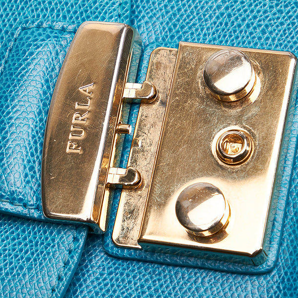 フルラ メトロポリス ブルー レザー チェーン ショルダーバッグ レディース Furla 【中古】