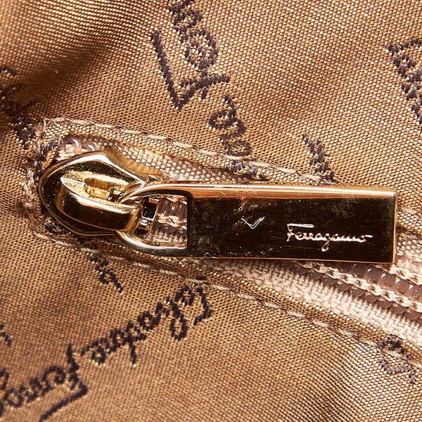 サルヴァトーレフェラガモ ガンチーニ ブラウン スウェード レザー 肩掛け ショルダーバッグ レディース Salvatore Ferragamo 【中古】