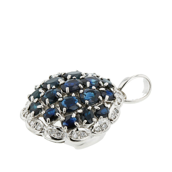 Pt850 プラチナ サファイア6.00ct ダイヤ0.24ct ペンダントトップ レディース 【中古】