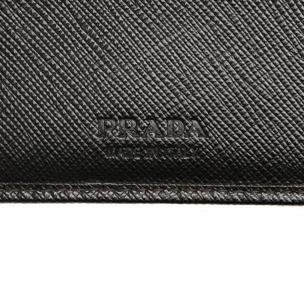 プラダ 2MO738 ブラック レザー 二つ折り財布 ユニセックス PRADA 中古