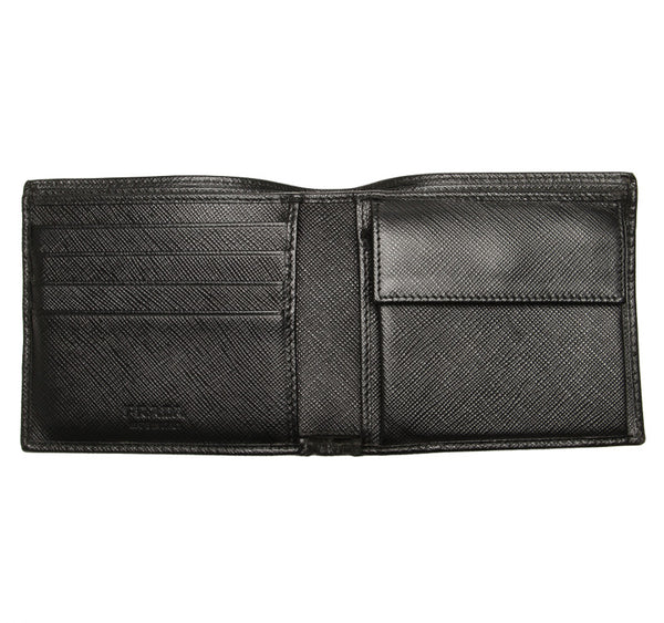 プラダ 2MO738 ブラック レザー 二つ折り財布 ユニセックス PRADA 中古