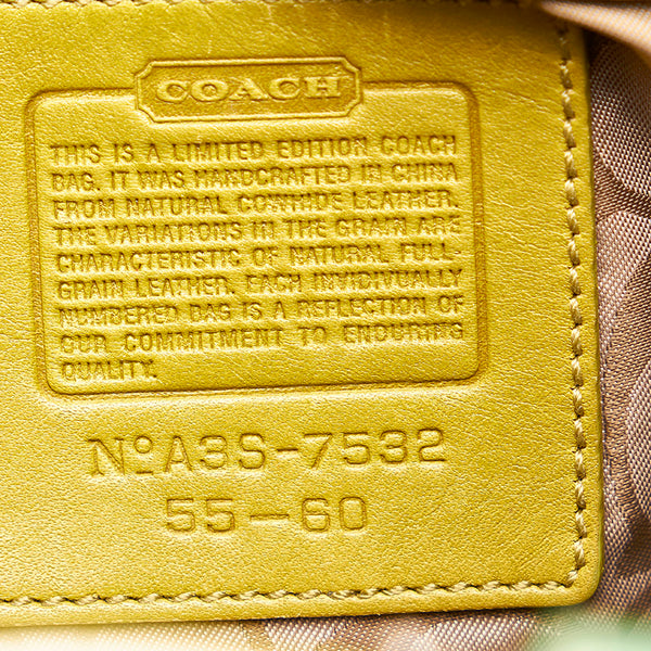 コーチ トートバッグ 7532 ホワイト グリーン レザー レディース COACH 【中古】