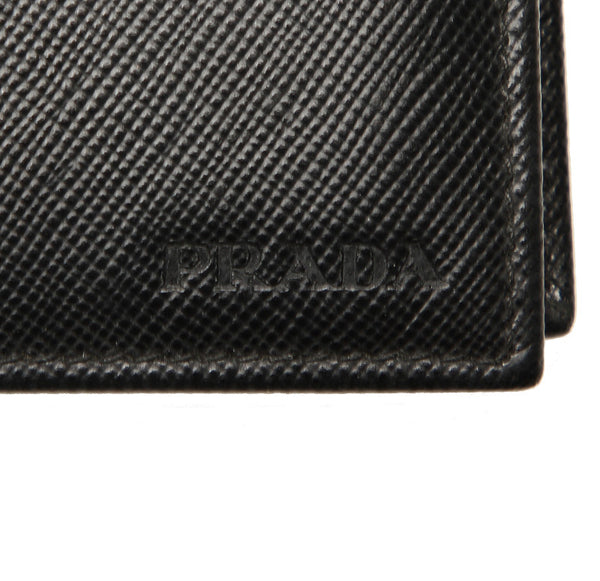 プラダ 2MO738 ブラック  サフィアーノ 二つ折り財布 メンズ PRADA 中古