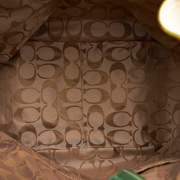 コーチ トートバッグ 7532 ホワイト グリーン レザー レディース COACH 【中古】