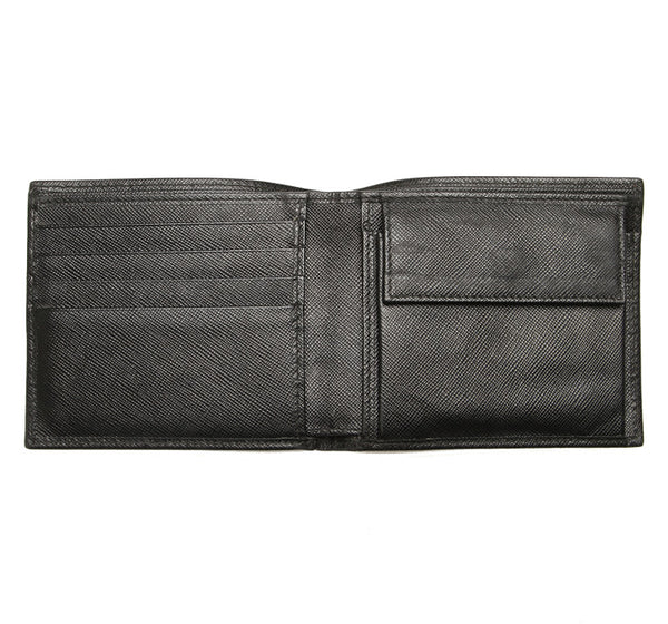 プラダ 2MO738 ブラック  サフィアーノ 二つ折り財布 メンズ PRADA 中古