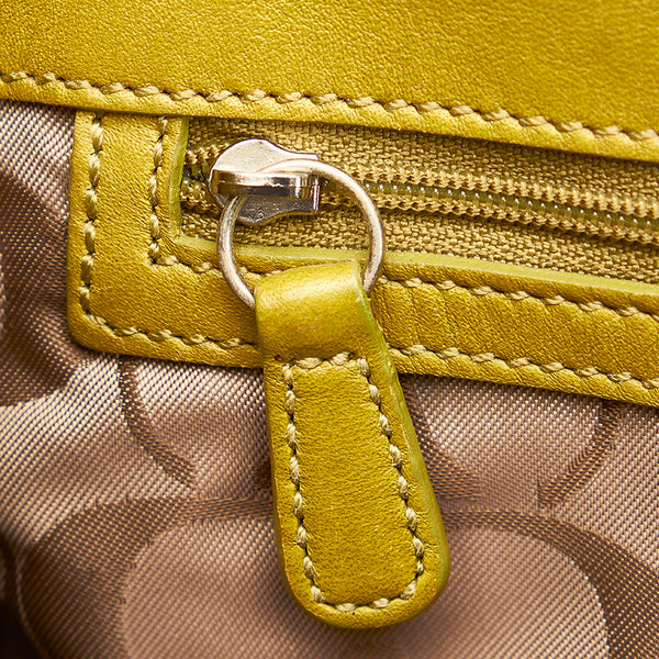 コーチ トートバッグ 7532 ホワイト グリーン レザー レディース COACH 【中古】