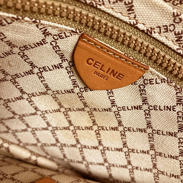 セリーヌ マカダム M08 ベージュ ブラウン PVC レザー クラッチバッグ レディース CELINE 【中古】