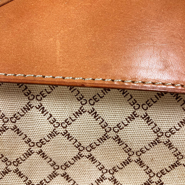 セリーヌ マカダム M08 ベージュ ブラウン PVC レザー クラッチバッグ レディース CELINE 【中古】