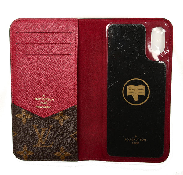 ルイ ヴィトン モノグラム M68685 ブラウン ピンク PVC レザー iphoneXケース レディース LOUIS VUITTON 中古
