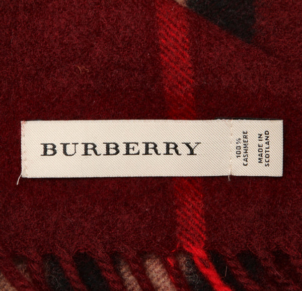 バーバリー ノバチェック ワインレッド カシミヤ マフラー ユニセックス BURBERRY 中古