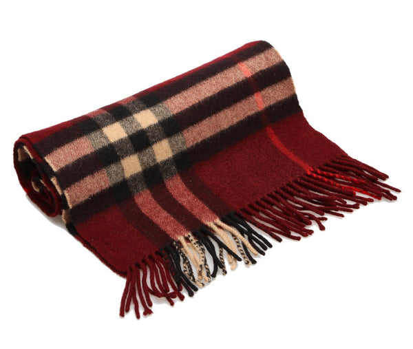 バーバリー ノバチェック ワインレッド カシミヤ マフラー ユニセックス BURBERRY 中古