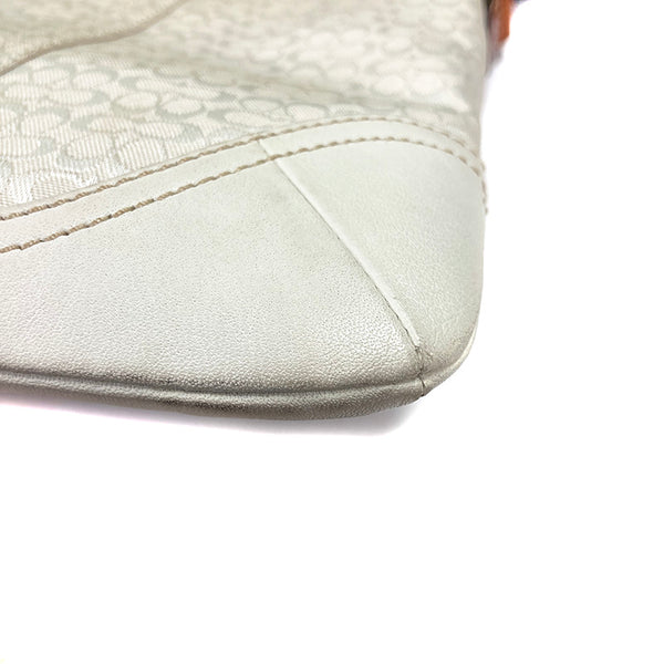 コーチ ミニシグネチャー 斜め掛け ショルダーバッグ ホワイト キャンバス レザー レディース COACH 【中古】