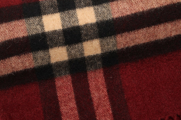 バーバリー ノバチェック ワインレッド カシミヤ マフラー ユニセックス BURBERRY 中古