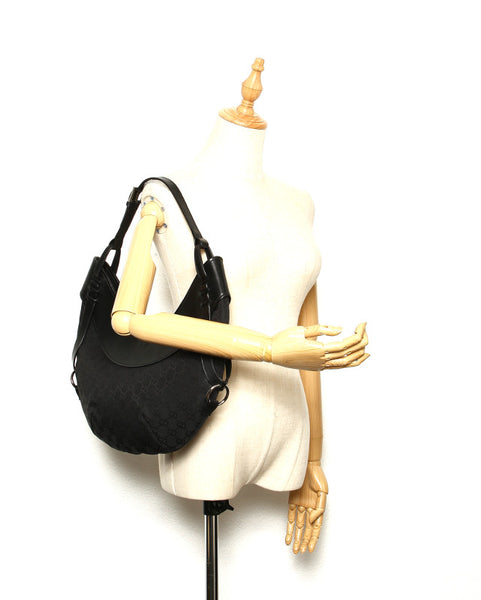 グッチ GGキャンバス 106250 ブラック 黒 キャンバス レザー ハンドバッグ レディース GUCCI 中古