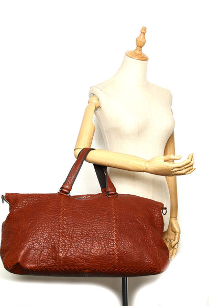ボッテガヴェネタ ブラウン レザー ボストンバッグ ユニセックス BOTTEGAVENETA 【中古】