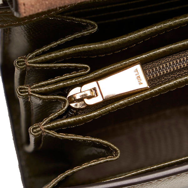 フルラ モスグリーン レザー ショルダーウォレット 斜め掛け レディース Furla 【中古】