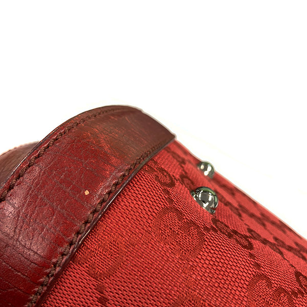 グッチ GGキャンバス バンブー 111713 レッド レザー キャンバス ハンドバッグ レディース GUCCI 【中古】