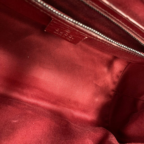 グッチ GGキャンバス バンブー 111713 レッド レザー キャンバス ハンドバッグ レディース GUCCI 【中古】