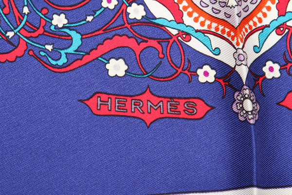 エルメス カレ90 ブルー シルク スカーフ レディース HERMES 中古