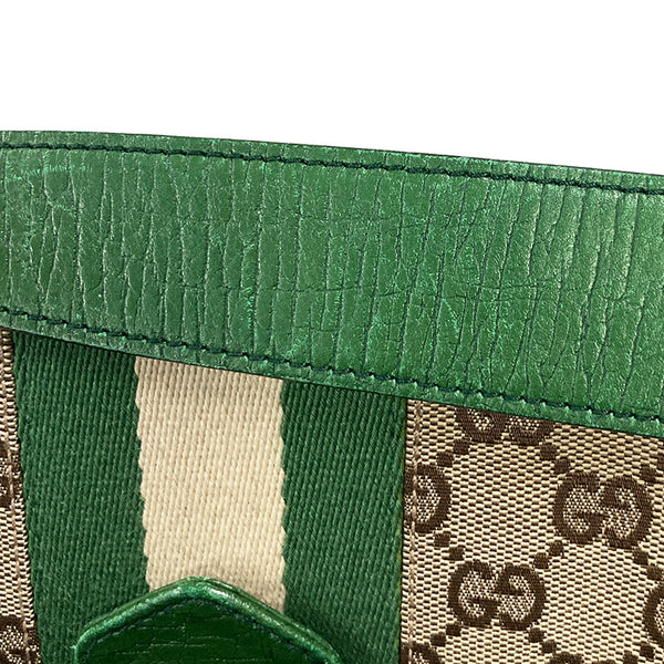 グッチ GGキャンバス ホースビット 131474 グリーン ブラウン キャンバス レザー ショルダーバッグ レディース GUCCI 【中古】