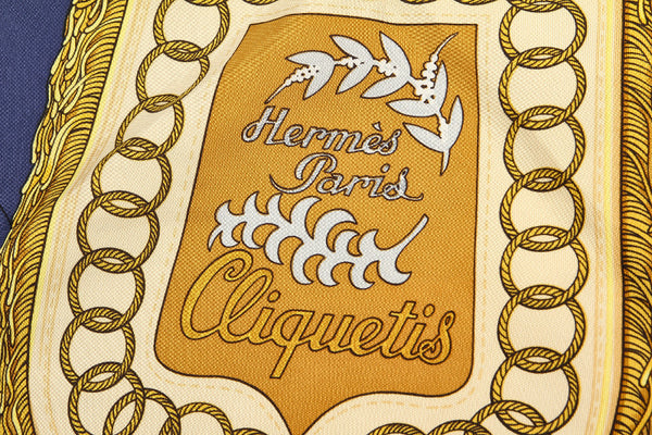 エルメス カレ Cliquetis 剣柄 ネイビー シルク スカーフ レディース HERMES 中古