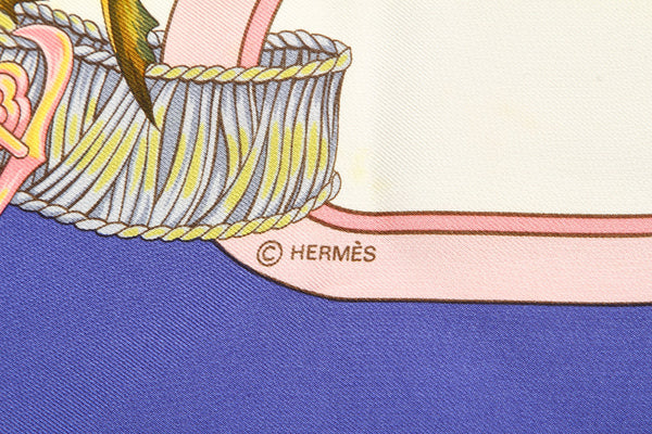 エルメス カレ REGINA ブルー マルチ シルク スカーフ レディース HERMES 中古