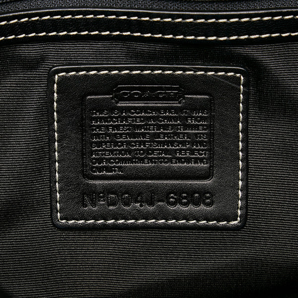 コーチ シグネチャー グレー ブラック キャンバス レザー ショルダーバッグ レディース COACH 【中古】