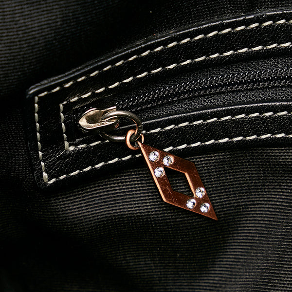 コーチ シグネチャー グレー ブラック キャンバス レザー ショルダーバッグ レディース COACH 【中古】