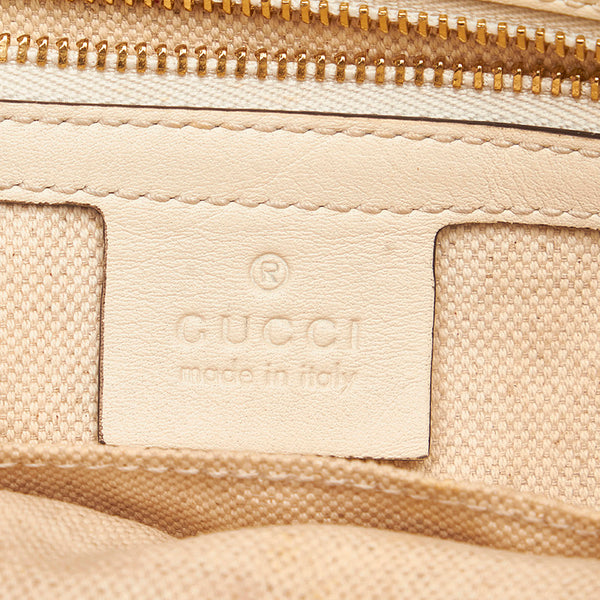 グッチ GGリボン ハーバリウム 432684 ホワイト ブルー キャンバス レザー トートバッグ レディース GUCCI 【中古】