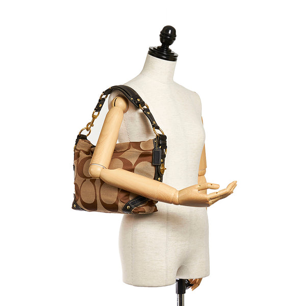 コーチ ショルダーバッグ ブラウン キャンバス レザー レディース COACH 【中古】