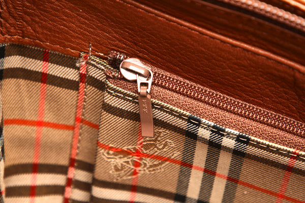 バーバリー ブラウン 茶 レザー ハンドバッグ レディース BURBERRY 中古